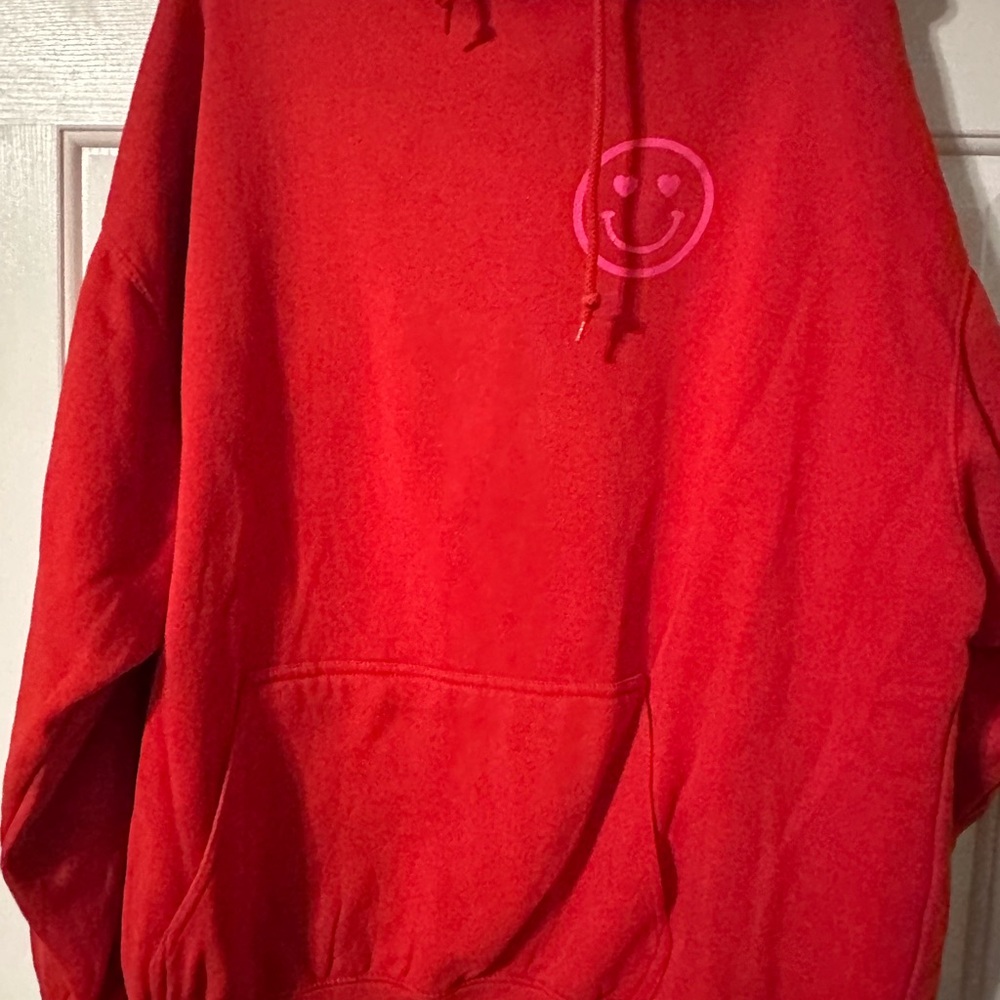 The shop forward Red Smiley Face Hoodie